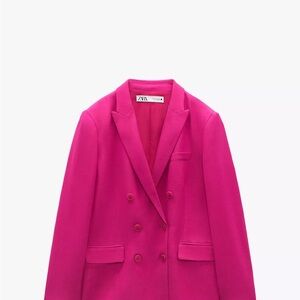 Zara Pink Double-Breasted Blazer